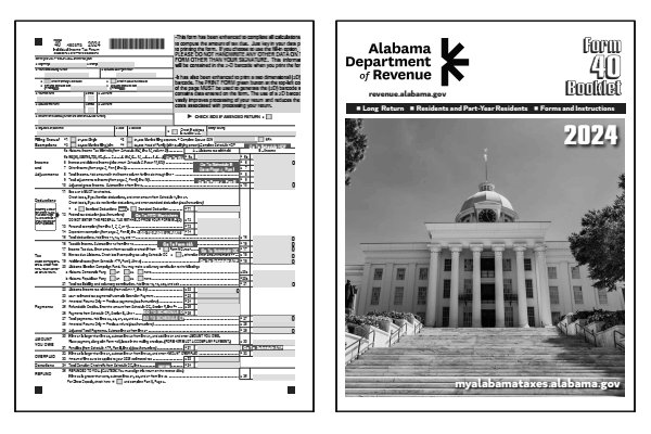Alabama Form 40 and Alabama Form 40 instructions for tax year 2024.