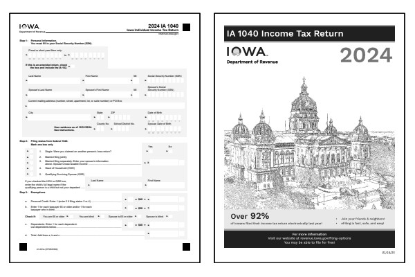 Iowa Form IA-1040 and Iowa Form IA-1040 instructions for tax year 2024.