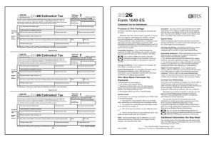 IRS Form 1040-ES with instructions booklet.