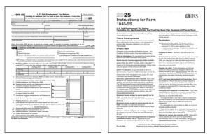 IRS Form 1040-SS with instructions booklet.