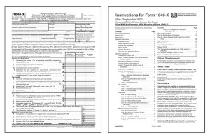 IRS Form 1040-X with instructions booklet.