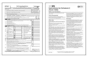 IRS Schedule C with instructions booklet.
