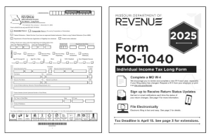 Missouri Form 1040 with instructions booklet.