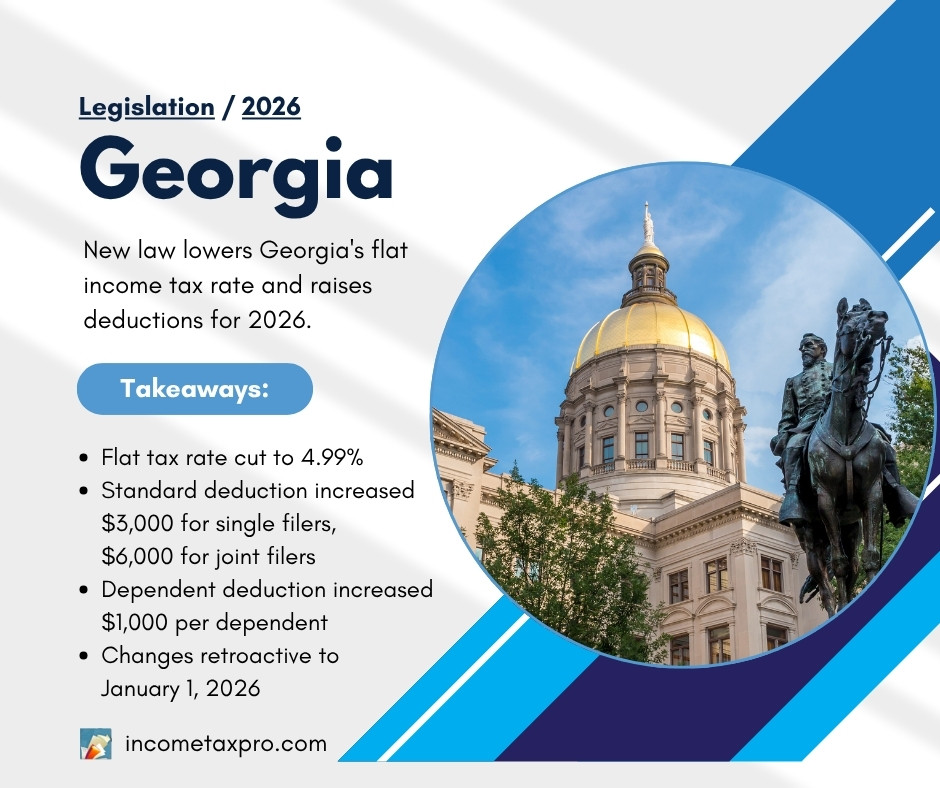 Georgia flat income tax rate now 4.99%.