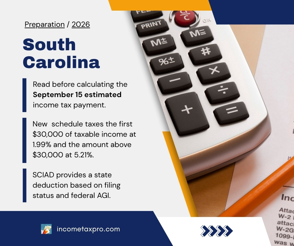 South Carolina September 15 estimated income tax payment schedule.