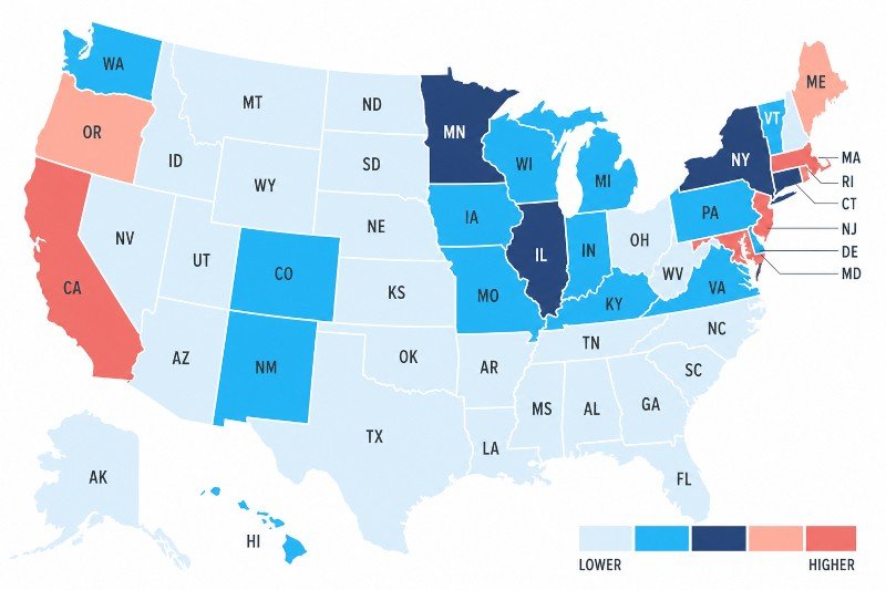 Compare state income tax rates and brackets.